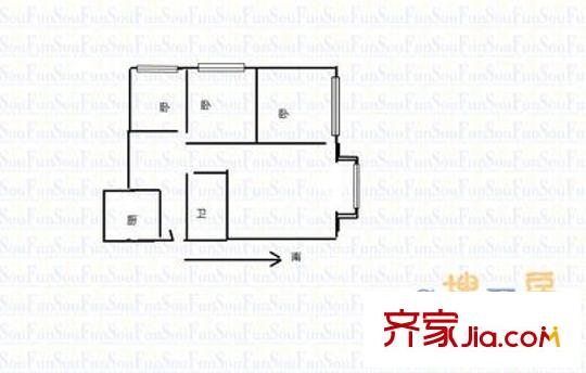 廣電小區(qū) 3室 戶型圖