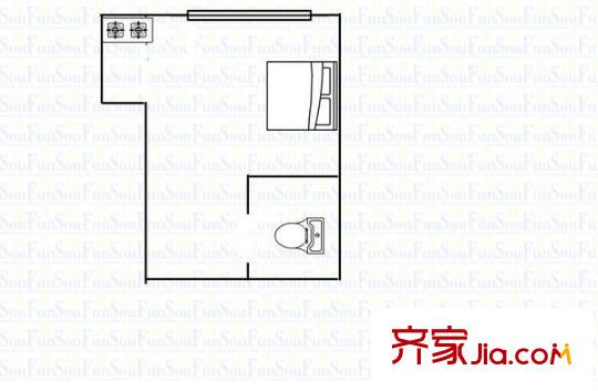 御苑1號 1室 戶型圖
