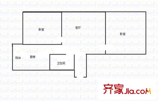 省建二公司宿舍 2室 戶型圖