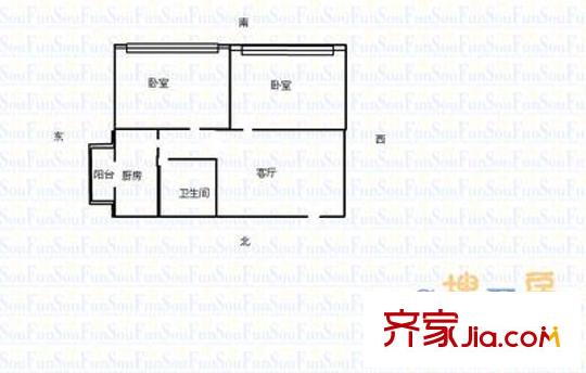 桃南二社區(qū) 2室 戶型圖