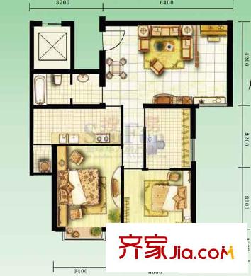 清華苑戶型圖3室2廳1衛(wèi)