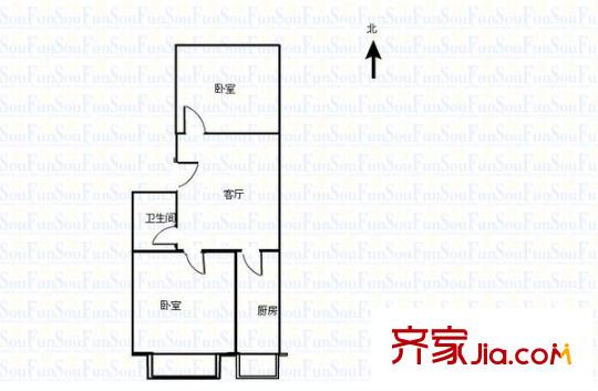 東方小區(qū) 2室 戶型圖