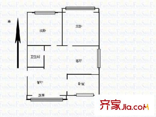 省警校住宅小區(qū) 3室 戶型圖