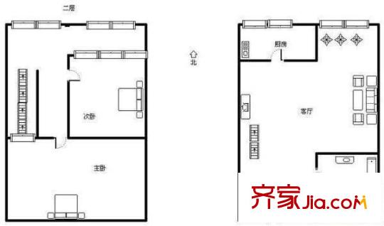 學府小區(qū) 2室 戶型圖
