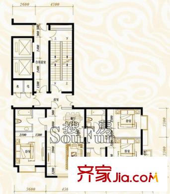 鴻平方米龍?zhí)豆^戶型圖綠濤C-3三室兩廳兩衛(wèi)（8F、12F、16F、20F、 3室2廳2衛(wèi)1廚