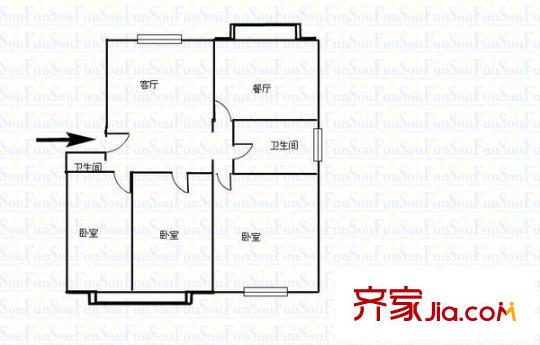 學府小區(qū) 3室 戶型圖