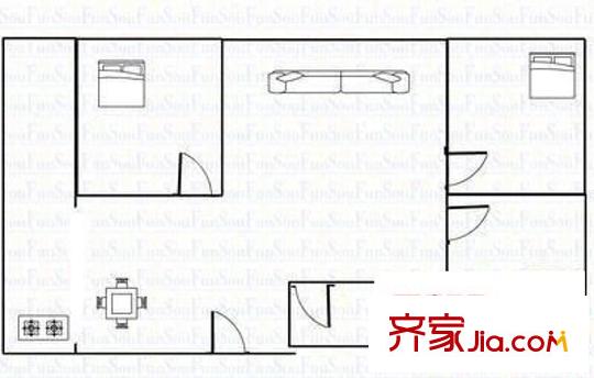 學府小區(qū) 3室 戶型圖