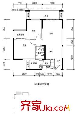 華宇綠洲二期 3室 戶型圖