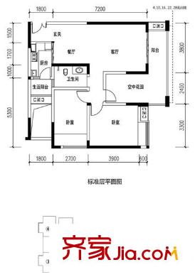 華宇綠洲二期 4室 戶型圖