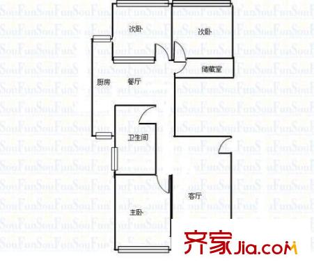 華宇綠洲二期 3室 戶型圖