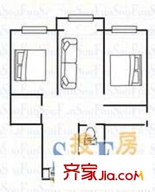紡織廳宿舍 2室 戶型圖