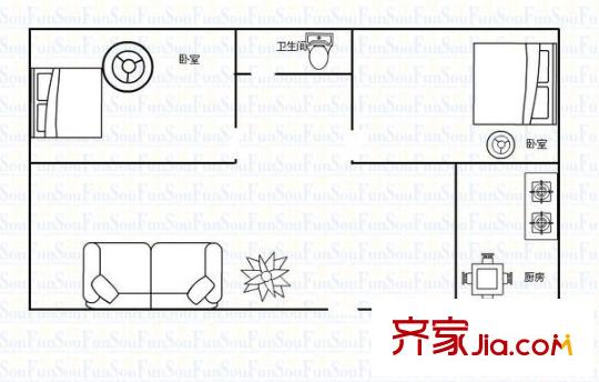 興華南小區(qū) 2室 戶型圖