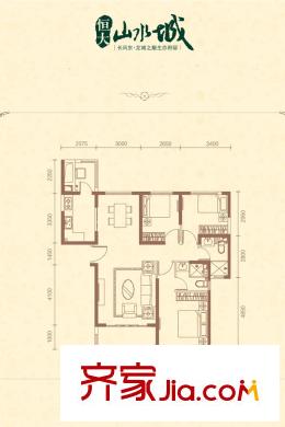 太原恒大山水城28#樓01戶型 3室2廳2衛(wèi)1廚