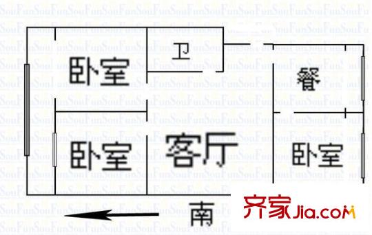 水龍盛大廈 3室 戶型圖