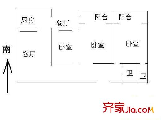 水龍盛大廈 3室 戶型圖