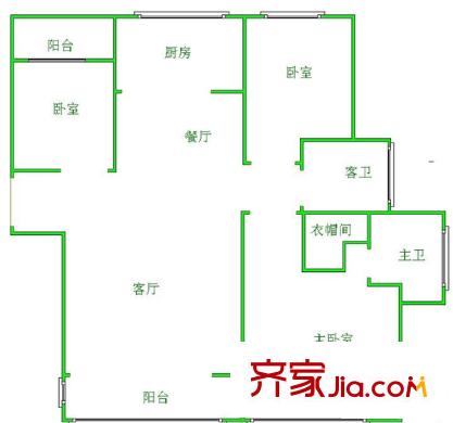 北空干休所 3室 戶型圖