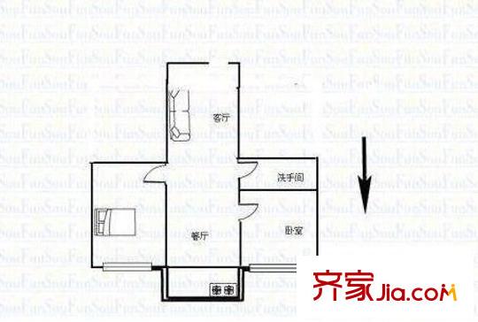 迎賓苑住宅小區(qū) 2室 戶型圖