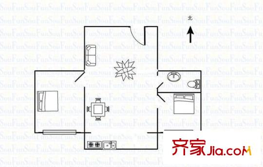 迎賓苑住宅小區(qū) 2室 戶型圖