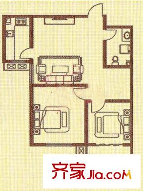 裕豐惠澤園戶型圖B戶型 2室1廳1廚