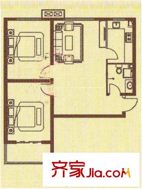 裕豐惠澤園戶型圖A1戶型 2室1廳1衛(wèi)1廚