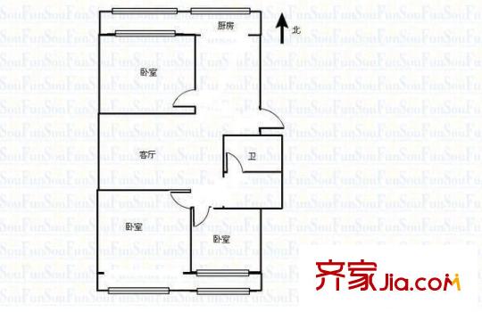 文華苑小區(qū) 2室 戶型圖