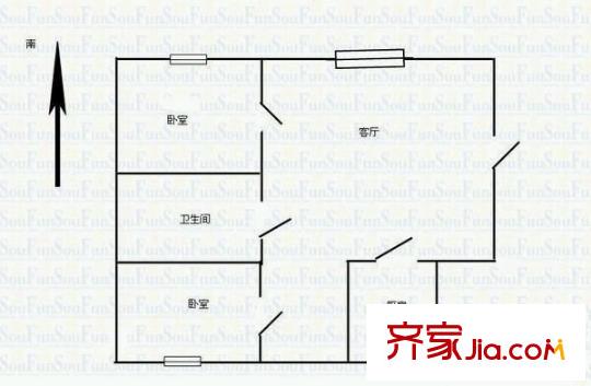 文華苑小區(qū) 2室 戶型圖