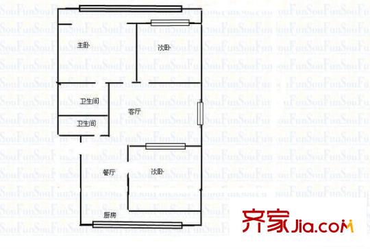 文華苑小區(qū) 2室 戶型圖