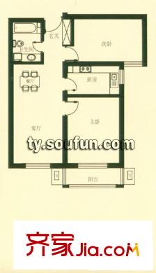 五龍花園戶型圖D戶型 2室2廳1衛(wèi)