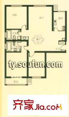 五龍花園戶型圖A戶型 3室2廳2衛(wèi)