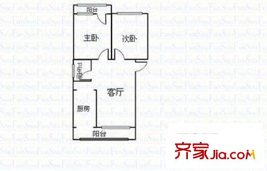 濱汾苑 2室 戶型圖