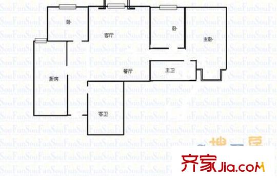 三晉綠苑 3室 戶型圖
