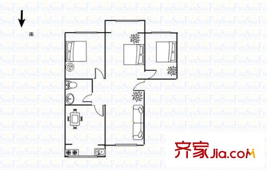 興華北小區(qū) 2室 戶型圖