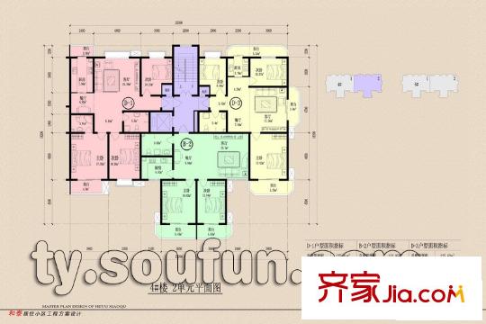 和泰花園戶型圖4#樓2單元 3室2廳