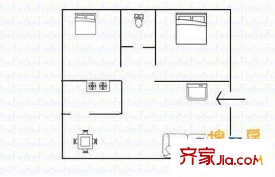 金郡小區(qū) 2室 戶型圖