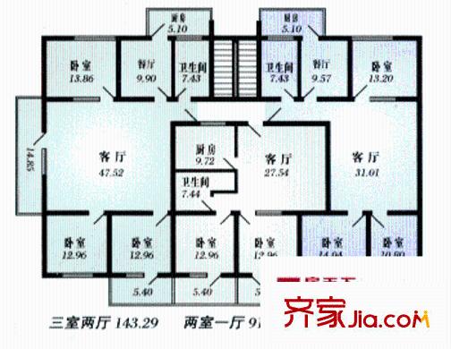 橋東小區(qū)戶型圖8室5廳