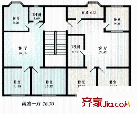 橋東小區(qū)戶型圖5室2廳