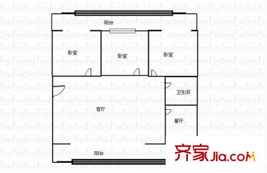 鴻峰東花園 3室 戶型圖