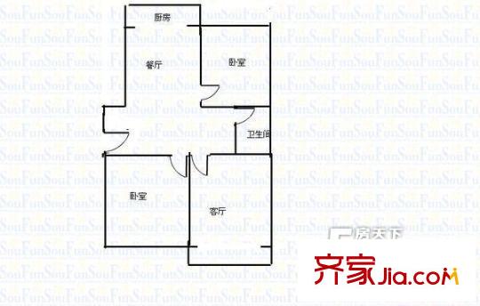 畫院宿舍戶型圖1 2室