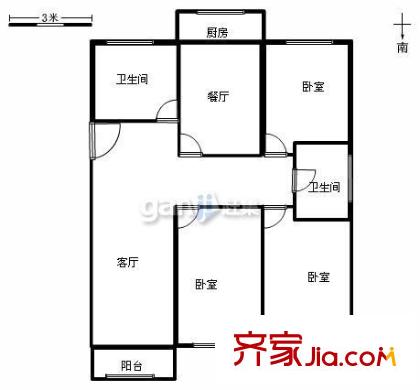 新世紀(jì)花園 3室 戶型圖
