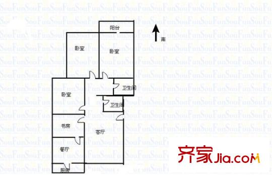 新世紀(jì)花園 3室 戶型圖