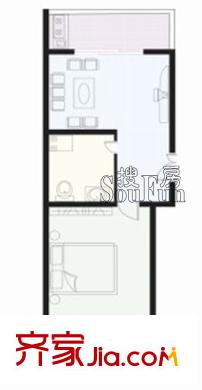富地花園戶型圖 戶型圖a 1室1廳1衛(wèi)1廚