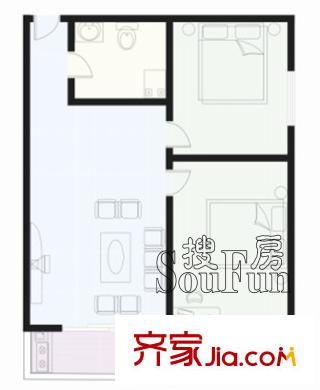 富地花園戶型圖 戶型圖e 2室1廳1衛(wèi)1廚