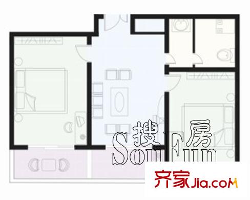 富地花園戶型圖 戶型圖f 2室1廳1衛(wèi)1廚
