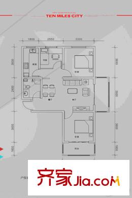 坤澤十里城B5-D戶型 3室2廳1衛(wèi)1廚