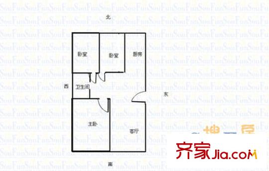 云水假日小區(qū) 3室 戶型圖