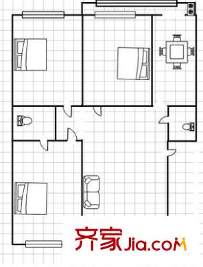 云水假日小區(qū) 3室 戶型圖