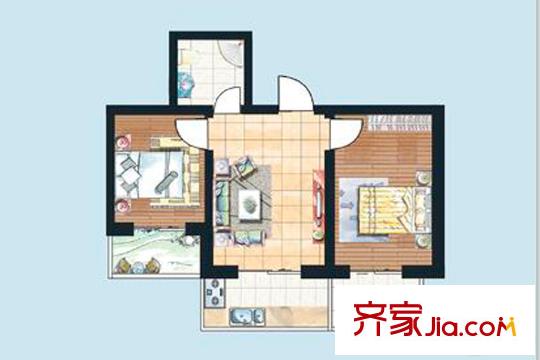 香溪玫瑰園1#B戶型71.06平方米 2室1廳1衛(wèi)1廚