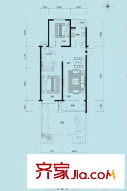 玉泉山居D戶型   2室2廳1衛(wèi)1廚