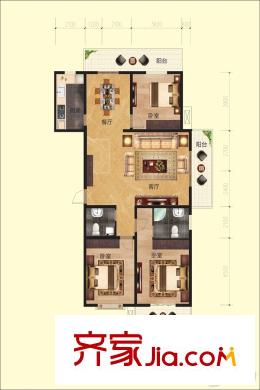 信園E戶型 3室2廳1衛(wèi)1廚