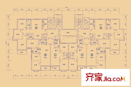 小米國際b2戶型 2室2廳1衛(wèi)1廚